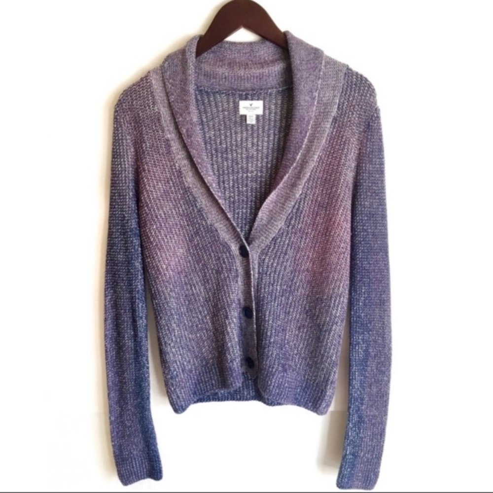 AEO NWOT purple Ombré Shall Collar Sweater